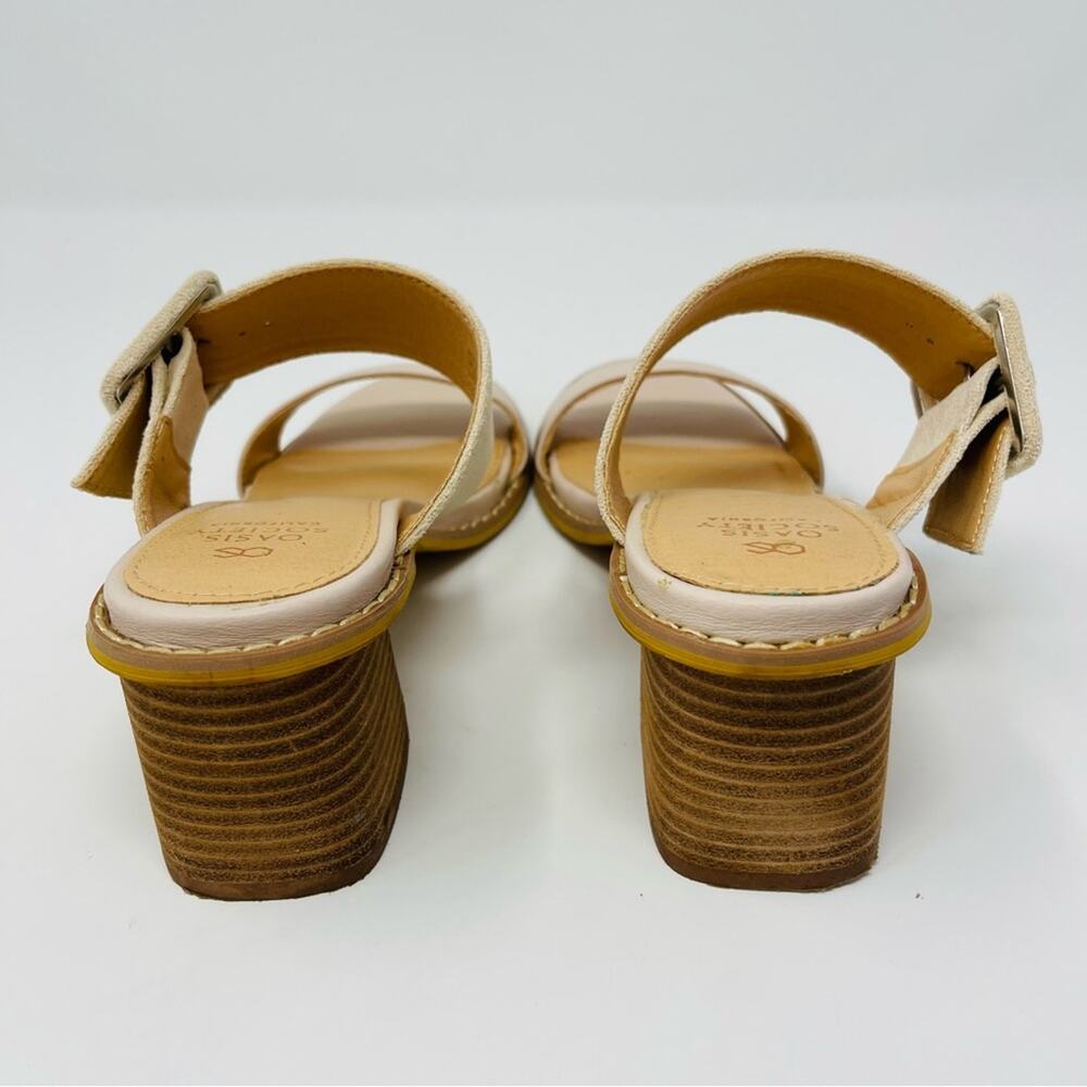 Oasis Society cream strappy buckle slip on mule sandals 6 - Picture 4 of 7